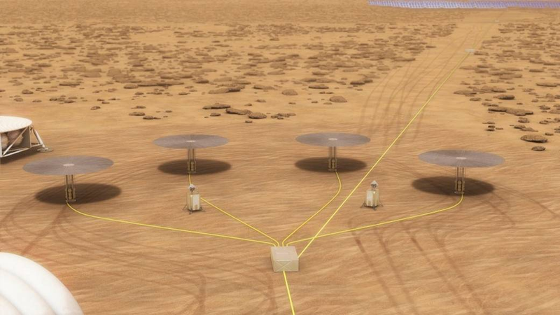 A mockup of Martian base with nuclear reactors (Image: NASA)